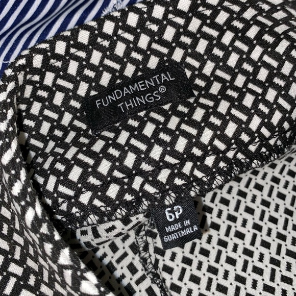 Fundamental Things 6P Petite Black White Design Elastic Waist Stretch Pants - Picture 8 of 9